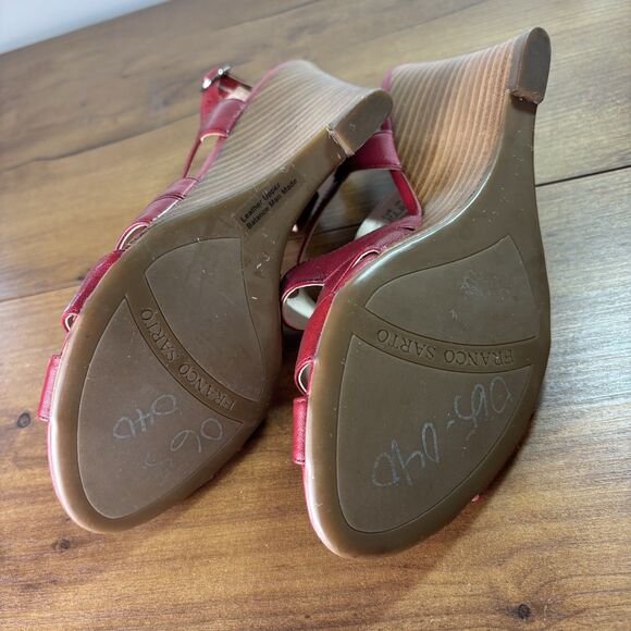 Franco Sarto Womens 6.5 Red Wedge Galia Heels Sandals Strappy - Picture 10 of 14